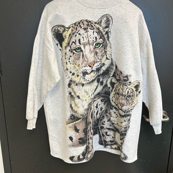 Vintage “Locker Shop” wayyy oversized mock neck leopard sweatshirt excellent con - Picture 4 of 14